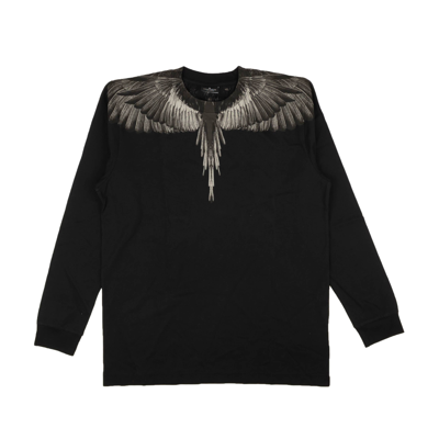 Pre-owned Marcelo Burlon County Of Milan Black Wings Long Sleeve T-shirt Size S $280