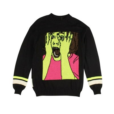 Pre-owned Marcelo Burlon County Of Milan Black Screaming Face Pullover Sweater Size L
