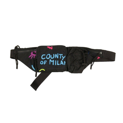 Pre-owned Marcelo Burlon County Of Milan Black Multicolor Spray Paint Fanny Pack Size Os
