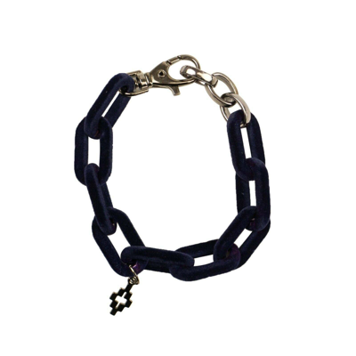 Pre-owned Marcelo Burlon County Of Milan Blue Velvet Chainlink Bracelet Size Os