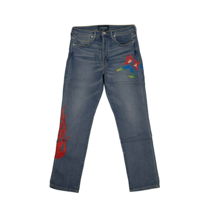 Pre-owned Lost Daze Blue Cotton Flower Straight Jeans Pants Size 38