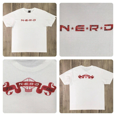 Pre-owned Bape × N.e.r.d T-shirt A Bathing Ape Pharrell Nigo Nerd In White