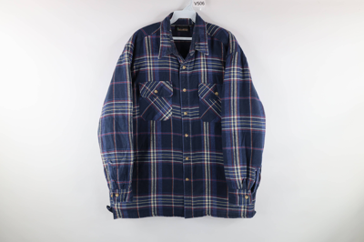 Pre-owned Vintage 90's Streetwear Double Pocket Flannel Shirt Jacket In ...