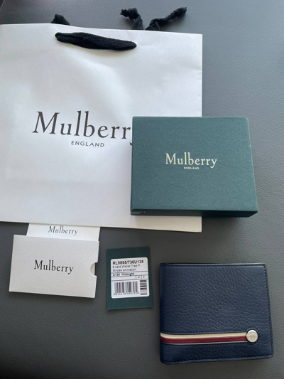 Pre-owned Mulberry Limited Edition Classic Leather Bi-folder Wallet In Navy