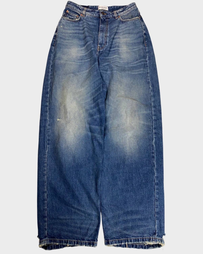 Pre-owned Balenciaga Sz M Dark Blue Super Baggy Pull Up Jeans Fall 