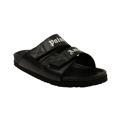 Pre-owned Palm Angels Black Leather Logo Sandals Size 10/43