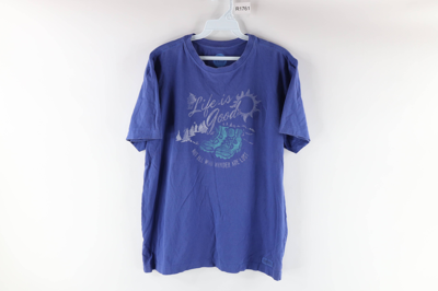 Pre-owned Life Is Good X Vintage Life Is Good Not All Who Wander Are Lost T-shirt In Blue