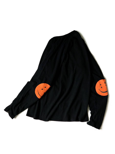 Pre-owned Kapital Rainbowy Patch Long Sleeve T-shirt Black / Orange 5 In Black/orange