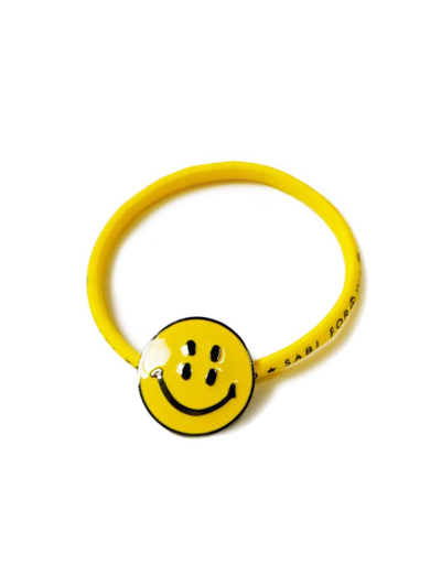 Pre-owned Kapital Kids' Rain Smiley Concho Hair Band In Yellow