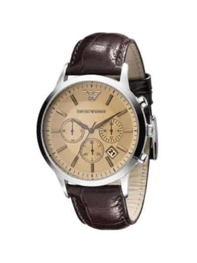Emporio Armani Watch, Men's Chronograph Brown Embossed Leather Strap 43mm Ar2433