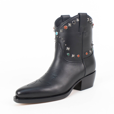 Pre-owned Valentino Garavani New Rockstud Multiple Stone Boots Size 7 Us 37 Eu $1795 In Black
