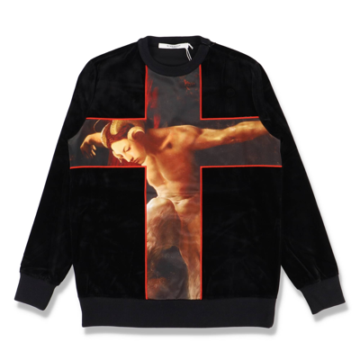 Givenchy Velvet Sweatshirt 2014秋冬物 Pre-owned Givenchy Black Velvet Faun Cross Sweatshirt | ModeSens