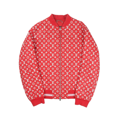 Pre-owned Louis Vuitton X Supreme Leather Monogram Bomber Jacket In Red