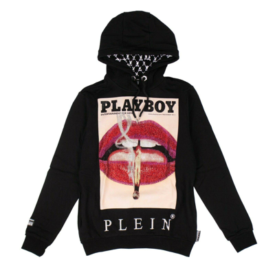 Pre-owned Philipp Plein X Playboy Black Crystal 'lips' Hoodie