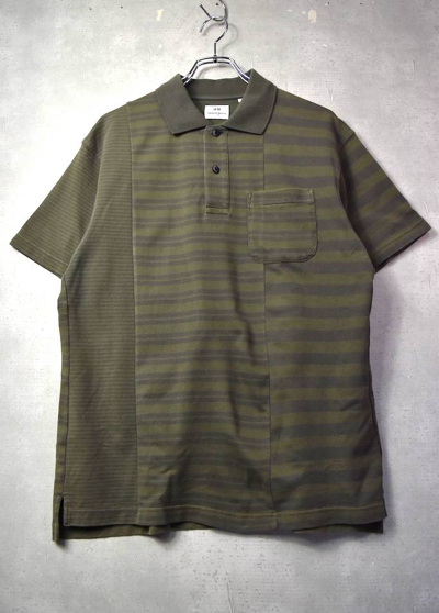 Pre-owned Engineered Garments /rebuild Stripe Polo Shirt/28242 - 805 77 In Olive
