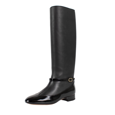 Pre-owned Valentino Garavani Nib Valentino Black Mary Jane Leather Boots Size 5.5/35.5
