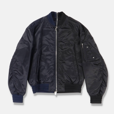 Pre-owned Dior Judy Blame Navy And Black Embroidered Logo Bomber - Main Image