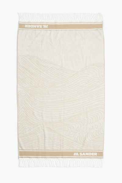 Pre-owned Jil Sander Towel In White & Beige In White/beige