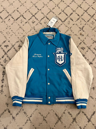 Pre-owned Rhude X Zara Rhuigi Zara Leather Bomber Jacket Blue