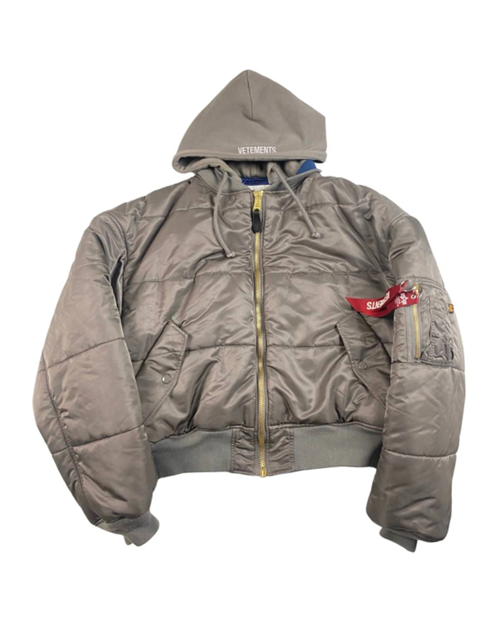 Pre-owned Vetements Aw17 Reversible Ma1 Flag Bomber Jacket Grey