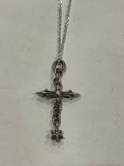 Pre-owned Chrome Hearts Roly Cross Charm Chain Silver Necklace