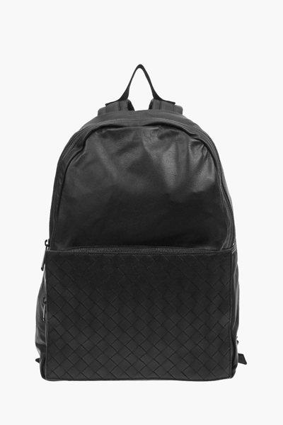 Pre-owned Bottega Veneta Braided Leather Backpack In Black
