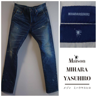 Pre-owned Miharayasuhiro Mihara Yasuhiro Repair & Paint Denim Pants Blue 48