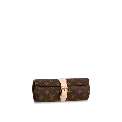Pre-owned Louis Vuitton Casket For Three Watches In Brown