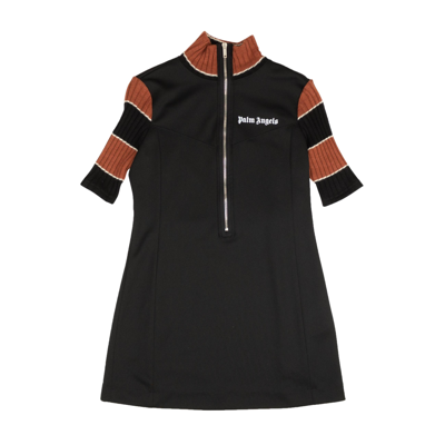 Pre-owned Palm Angels Nwt  Black Zip Turtleneck Mini Dress Size S $700