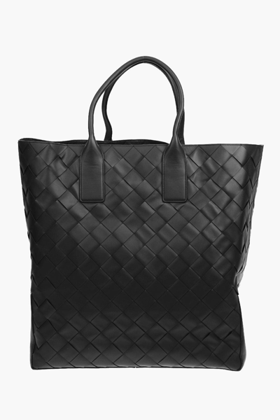Pre-owned Bottega Veneta Braided Soft Leather Maxi Tote Bag In Black