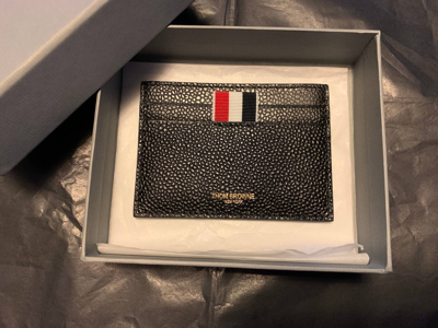 Pre-owned Thom Browne Ss'19 Card Holder Pebble Grain Leather In Black