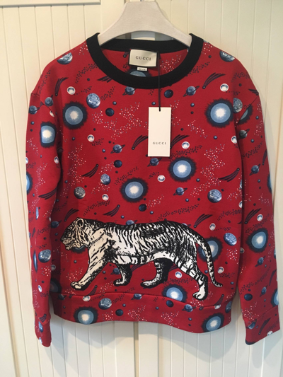Pre-owned Gucci Fw'17 Space Tiger Red Sweatshirt