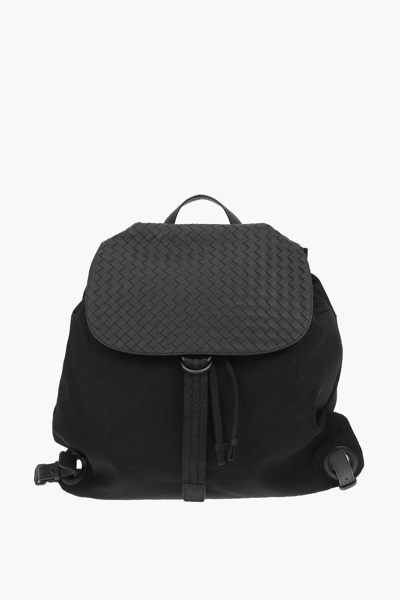 Pre-owned Bottega Veneta Basket Weaved Leather Backpack In Black