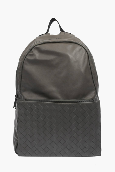 Pre-owned Bottega Veneta Braided Leather Backpack In Grey