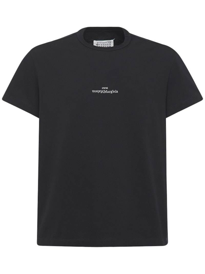 Pre-owned Maison Margiela Cotton T-shirt With Logo Embroidery In Black