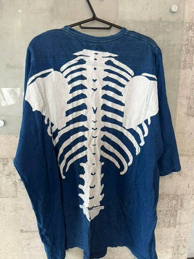 Pre-owned Kapital Bone Skeleton Short Sleeve T-shirt Blue 3