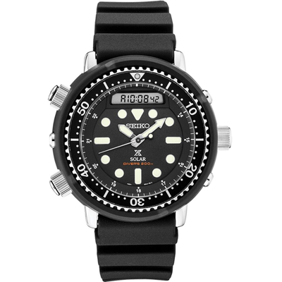 Pre-owned Seiko Prospex Men's Diver's Solar Watch With Silicone Band In Black