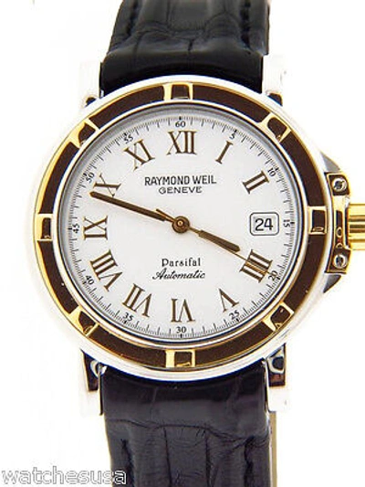 Pre-owned Raymond Weil Parsifal White Dial Leather Automatic Men's Watch 2830stc-00308