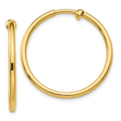 Pre-owned Non-pierced 14k  Hoop Earrings In Yellow