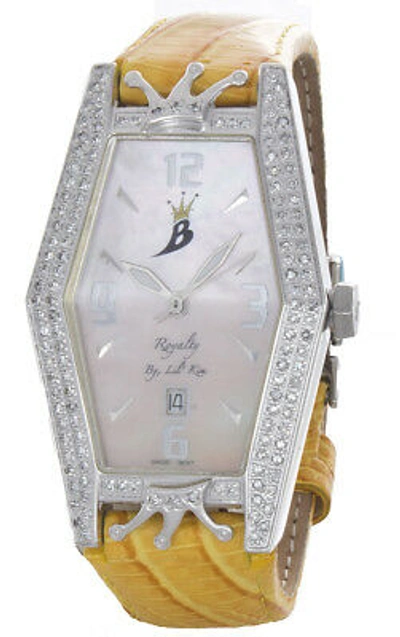 Pre-owned Royalty By Lil' Kim Aqua Master  Women's Yellow Leather Band Diamond Watch Lk010d