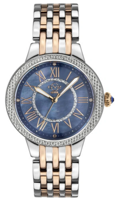 Pre-owned Gv2 By Gevril Women's 9149 Astor Ii Diamond Mop Dial Two-tone Ip Steel Watch