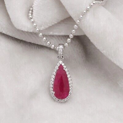 Pre-owned Nirmal Corporation Ruby Pendant,ruby Diamond Pendant,14k Gold Pendant,diamond Pendant,ruby Jewelry In White,red