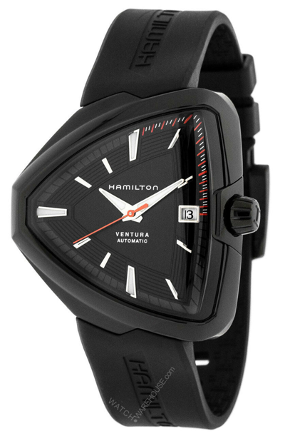 Pre-owned Hamilton Ventura Elvis-80 Auto Ss Black Rubber Men's Watch H24585331 -new