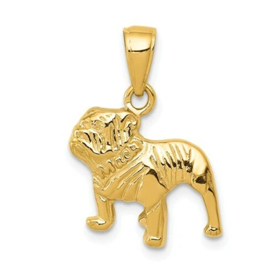 Pre-owned Accessories & Jewelry 14k Yellow Gold Polished Solid Casted Textured Open Back Bull Dog Charm Pendant