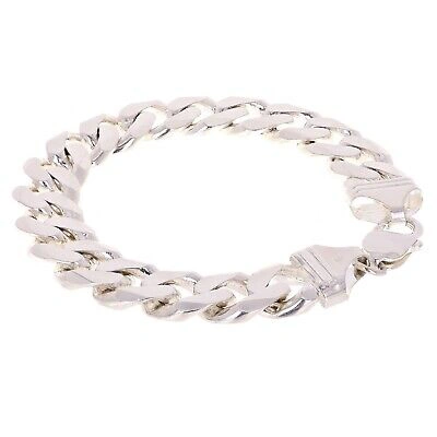 Pre-owned Gold And Diamond Direct 925 Sterling Silver Solid Cuban Link Bracelet 14mm 9" 62.8grams