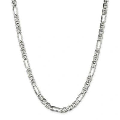 Pre-owned Accessories & Jewelry Sterling Silver 6.5mm Solid Figaro Anchor Chain W/ Lobster Clasp 18" - 30"