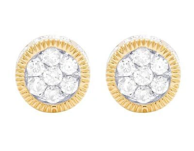 Pre-owned Jewelry Unlimited 10k Yellow Gold Genuine Diamond 3d Fluted Round Cluster Stud Earrings 7/8 Ct 9mm In G-h