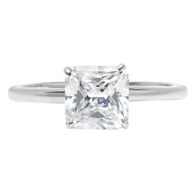 Pre-owned Pucci 1.8ct Asscher Cut Simulated Solitaire Statement Promise Ring 14k White Gold In D