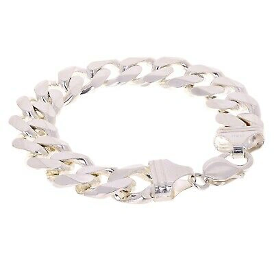 Pre-owned Gold And Diamond Direct 925 Sterling Silver Solid Cuban Link Bracelet 15mm 8" 64.2grams