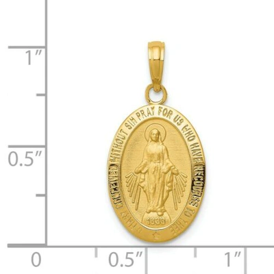 Pre-owned Quality Gold 14k Yellow Gold Satin & Polished Blessed Mary Miraculous Medal Oval Pendant